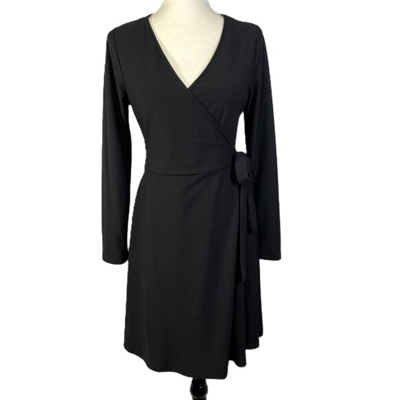 Fashion Nova Layla Fit & Flare Wrap Dress Mini V Neck Long Sleeves Black Size L - Picture 2 of 16